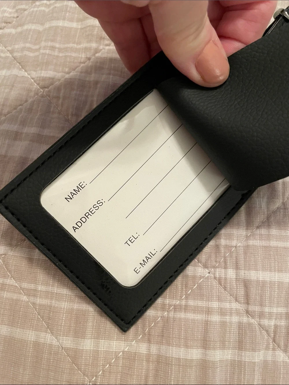Black Leather Luggage Tag for luggage